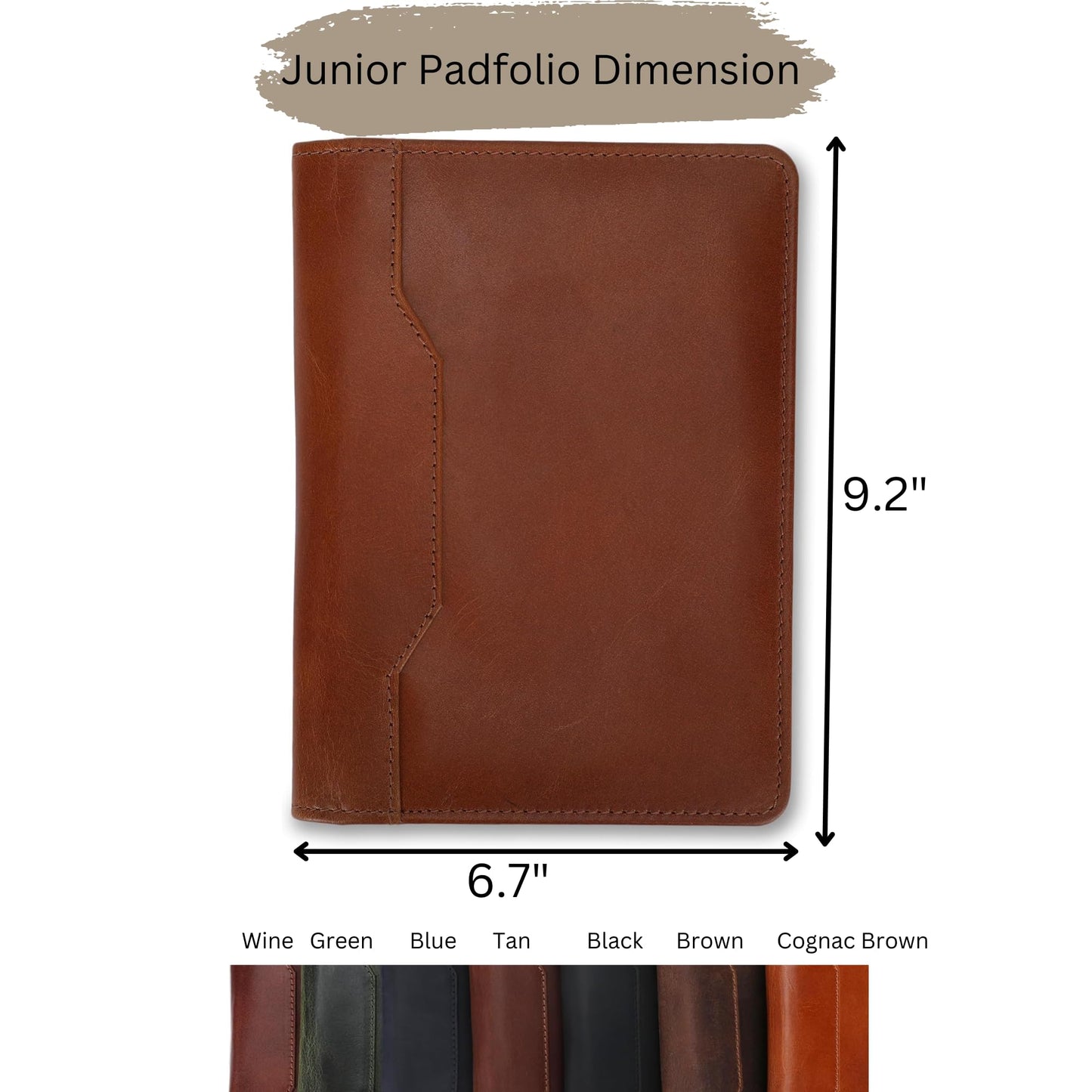 CestAntiQ Leather Junior Padfolio for Men Women Business Portfolio Folder Compact 5 x 8 Legal Pad Organizer with Pen Loop Professional Resume Interview Document Holder Padfolio (Green)