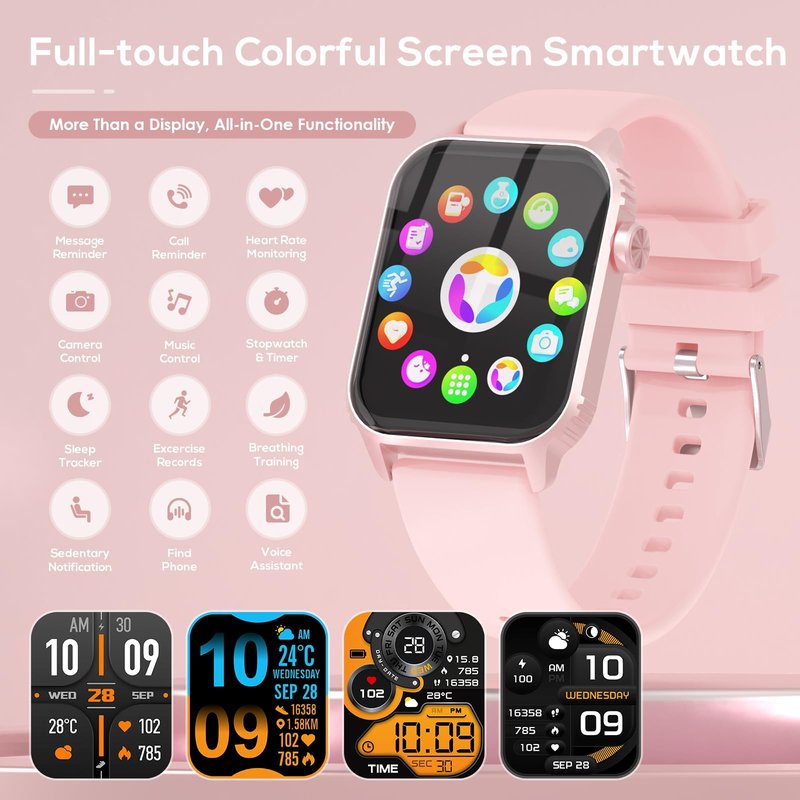 Smart Watch for Women, 120 Sports Modes Smartwatch with 1.83" HD, Alexa Built-in, Heart Rate/Sleep Monitor, IP67 Waterproof, Bluetooth Call & Music Control Fitness Watch for iPhone/Android (Pale Pink)