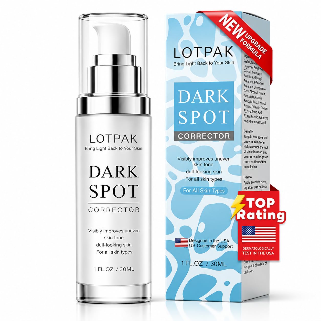 Dark Spot Remover Serum - 20,000ppm Niacinamide & Tranexamic Acid for Face & Body | Brightens Age Spots & Uneven Tone (1 FL.OZ)