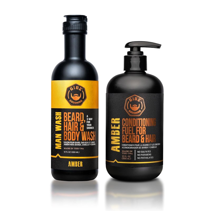 GIBS Grooming Amber Man Wash 3-in-1 and Amber Conditioner, 12 fl. oz.