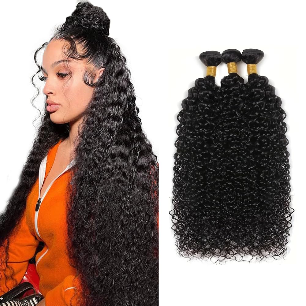 Wet and Wavy Bundles Human Hair 1B Kinky Curly Bundles 28 30 32 inch Natural Black Curly Bundle Human Hair Weave 150g