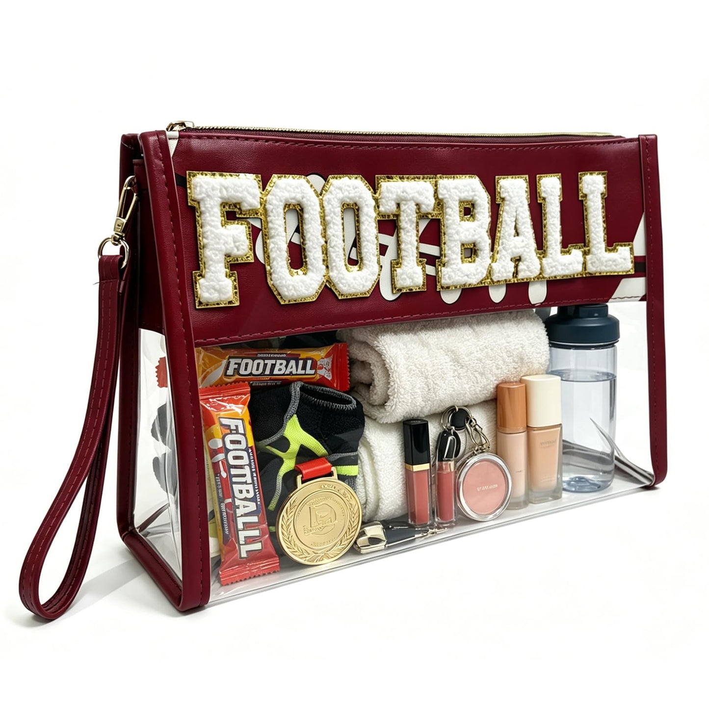 SUMINGGO Clear Stadium Bag for Women - 12x6x12 TSA Approved Clear Tote Purse for Games & Fall Season, Waterproof Large Capacity Football Mom Bag for Warm Drinks, Team Snacks & Game Day Essentials