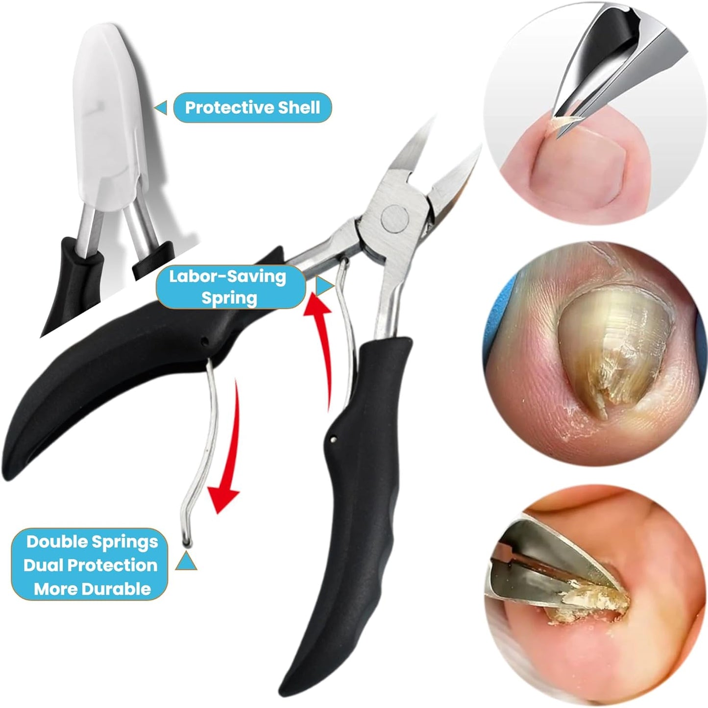 Toenail Clippers for Thick Nails - Heavy Duty Angled Head Design | Ideal for Seniors & Ingrown Toenails