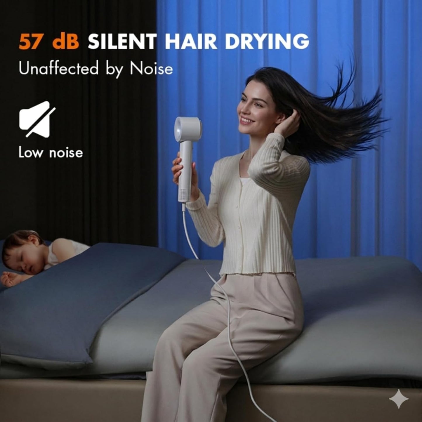 High Speed Ionic Hair Dryer - 130,000 RPM Fast Drying Blow Dryer | Powerful 64m/s Airflow for Quick Styling