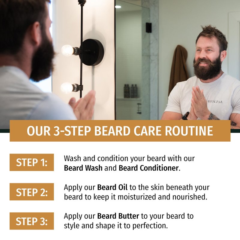 Live Bearded Beard Wash & Conditioner Kit for Men - Deep Cleansing Shampoo and Hydrating Softener, Natural Water-Based Formula, 8 oz | Forge - Hinoki Cypress, Clove, Amber