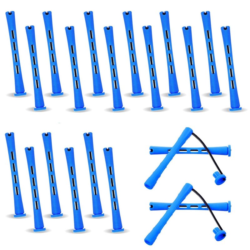 Blue Perm Rods - 20 Pcs Small Cold Wave Rollers for Short & Long Hair | DIY Curling Kit, 0.35 Inch