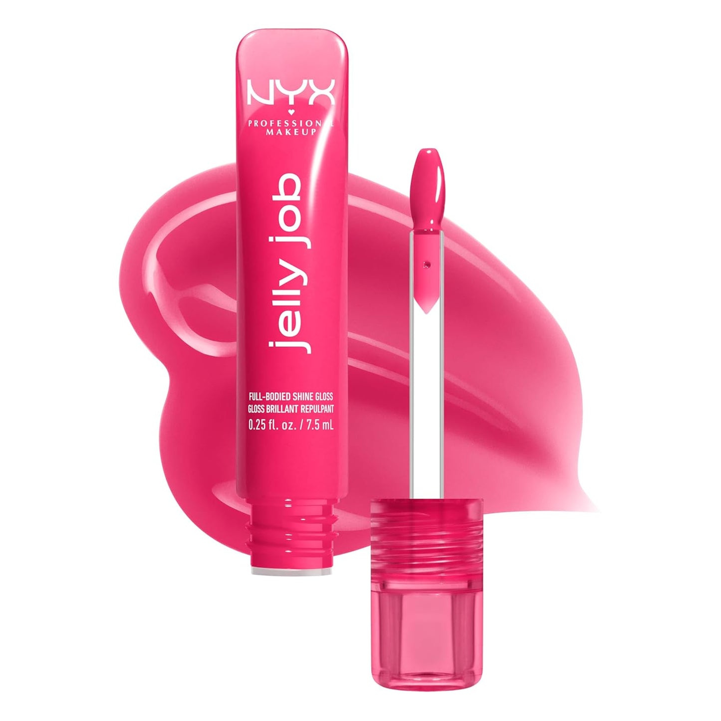 NYX Jelly Job Lip Gloss - Full-Bodied, Smoothing Lip Tint with Hyper-Glossy Shine | Toast N' Jelly (Pale Nude)