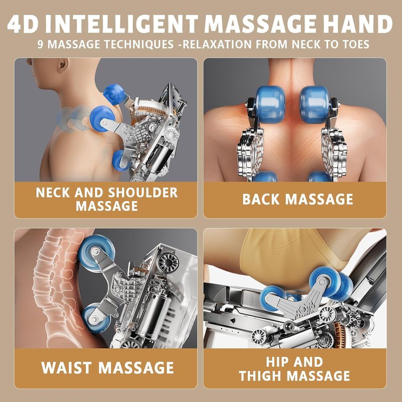 4D Massage Chair - Full Body Zero Gravity Recliner with 15 Auto Modes, 11 Techniques & APP Control | Coffee Color