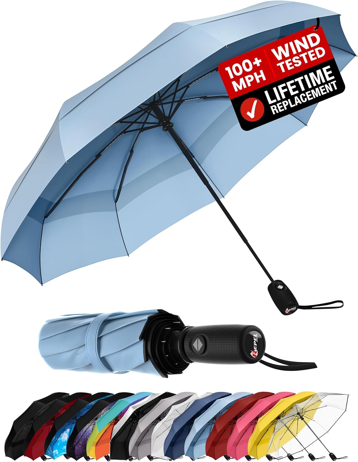 Windproof Travel Umbrella - Compact Auto Folding Design | Withstands 100MPH Winds, Durable & Lightweight for Men & Women