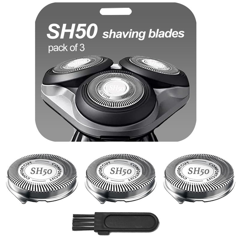 SUPERNB SH50 Shaver Replacement Heads Compatible with Philips Norelcos Series 5000 Razors, Rotary Replacement Blades with High Performance - Fast, Smooth and Close, 3Packs.