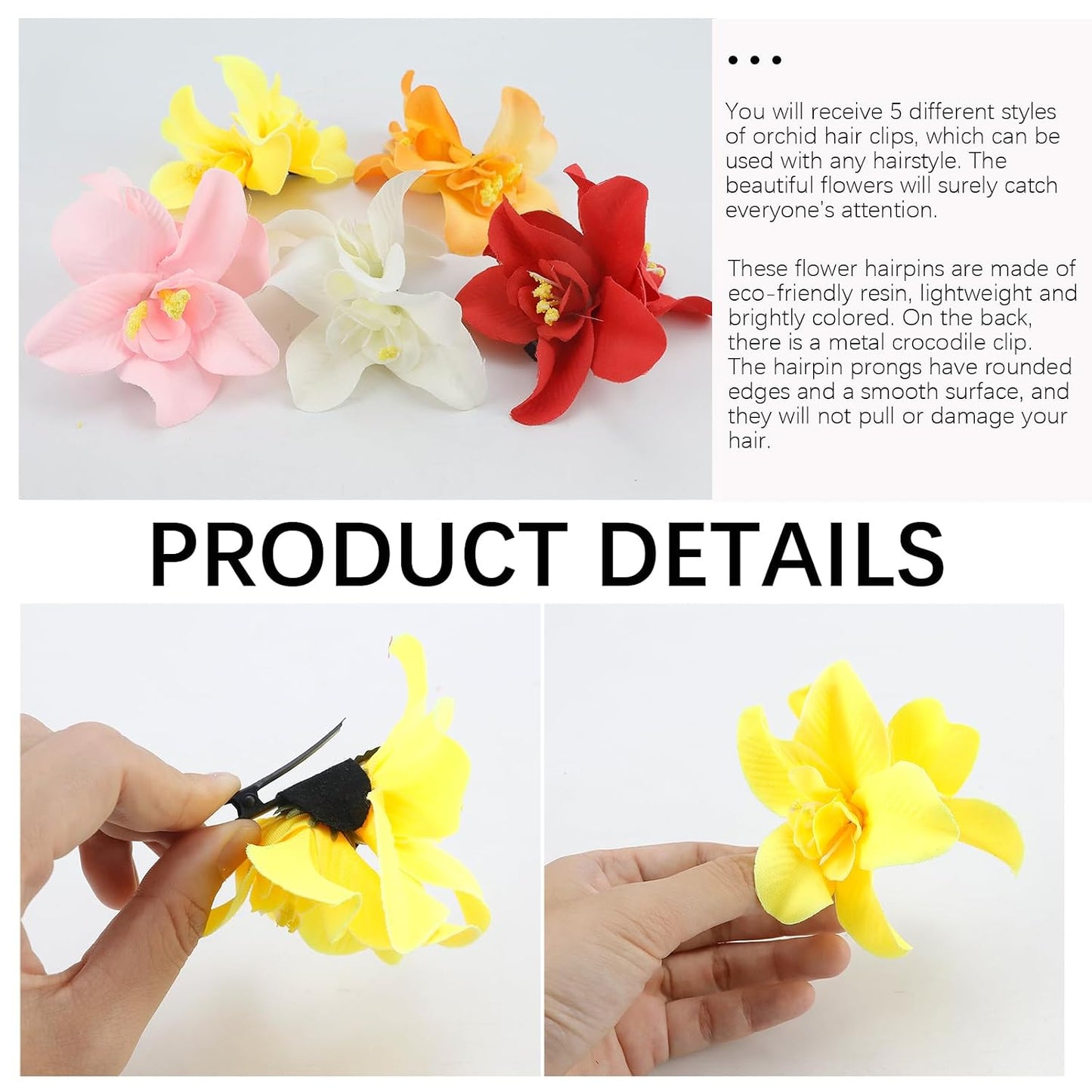 Hawaiian Artificial Flower Hair Clip - Tropical Floral Headdress Pins for Women | 5 Vibrant Colors