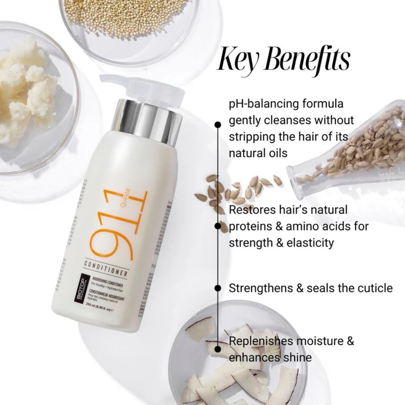 Biotop Professional 911 Quinoa Nourishing & Hydrating Duo - 911 Quinoa Shampoo (16.9 oz) & 911 Conditioner (16.9 oz) for Dry, Damaged Hair - Formula with Quinoa, Argan & Macadamia Oil (2 Piece Kit)