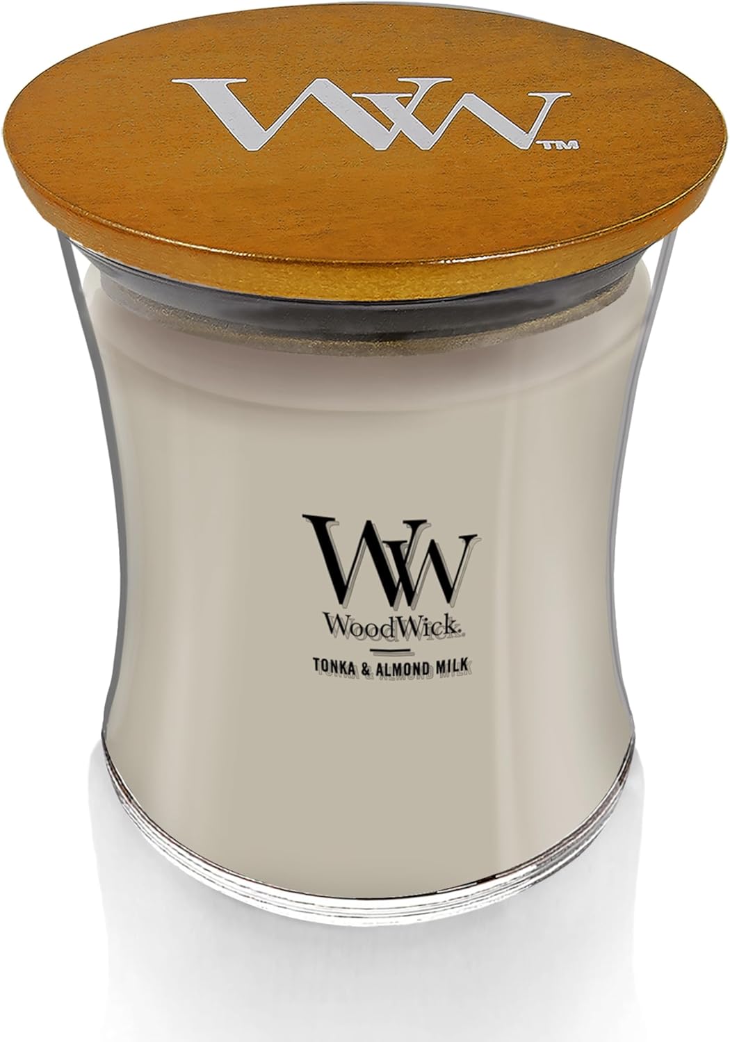WoodWick Tonka & Almond Milk Candle - 9.7 oz Medium Hourglass with Crackling Wick | Perfect Gift for Men & Women