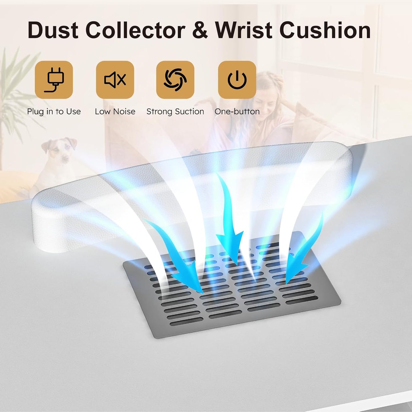 Manicure Table - Electric Dust Collector Nail Desk with Glass Top | Versatile Station for Salon & Home, White