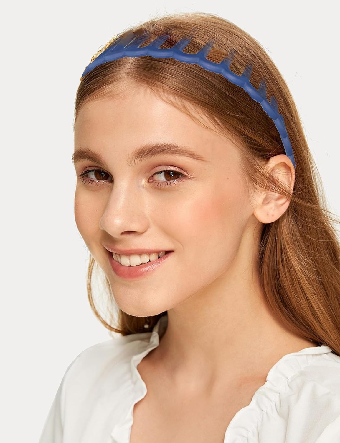 Zig Zag Plastic Headbands - 8 PCS Elastic Hair Accessories with Teeth Comb | Wave Shape for Thick Hair