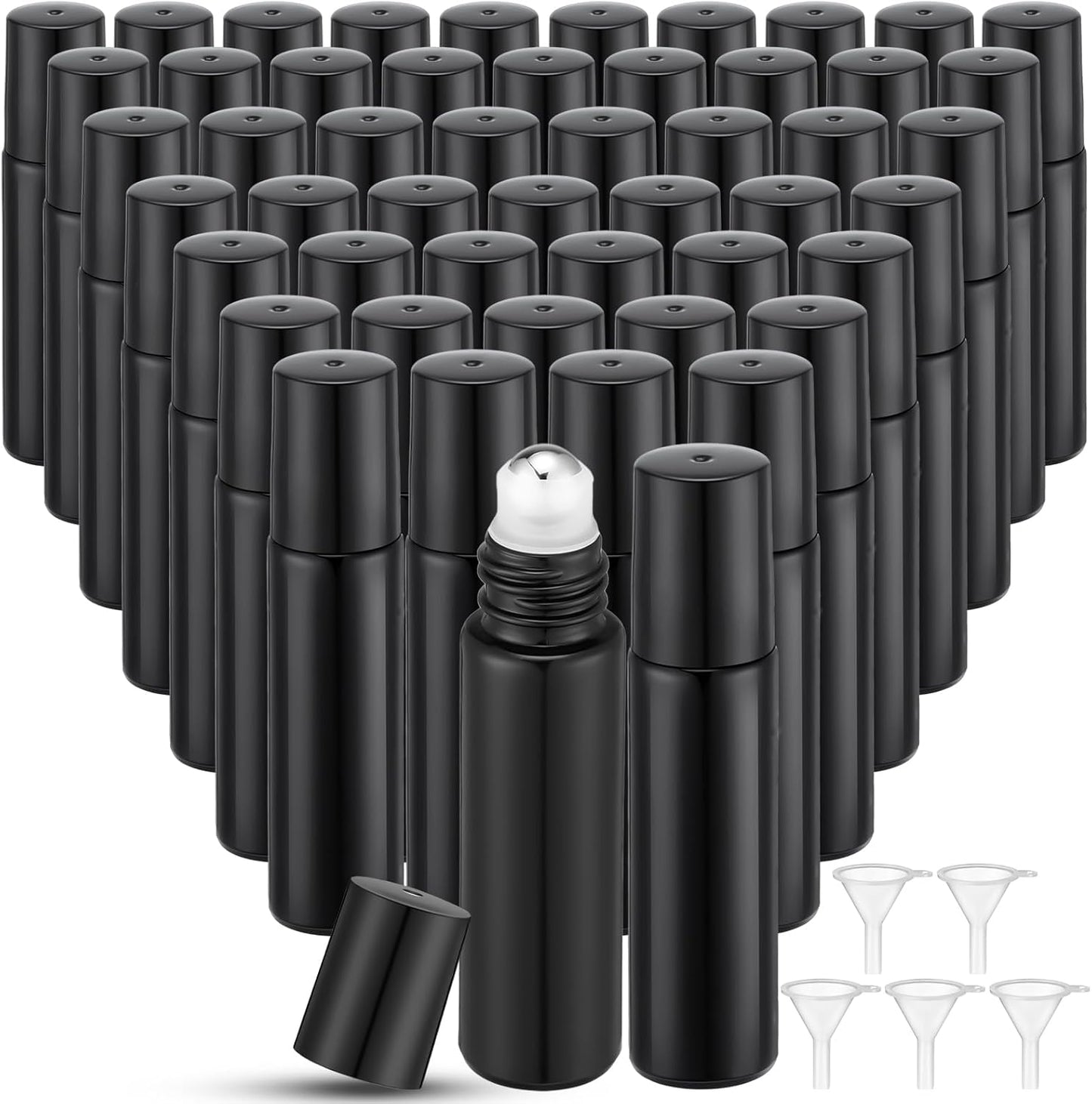 Essential Oil Roller Bottles - 150 Pcs 10 ml Glass Roll-On Bottles with Stainless Steel Balls | Leak-Proof & Travel-Friendly (Amber)
