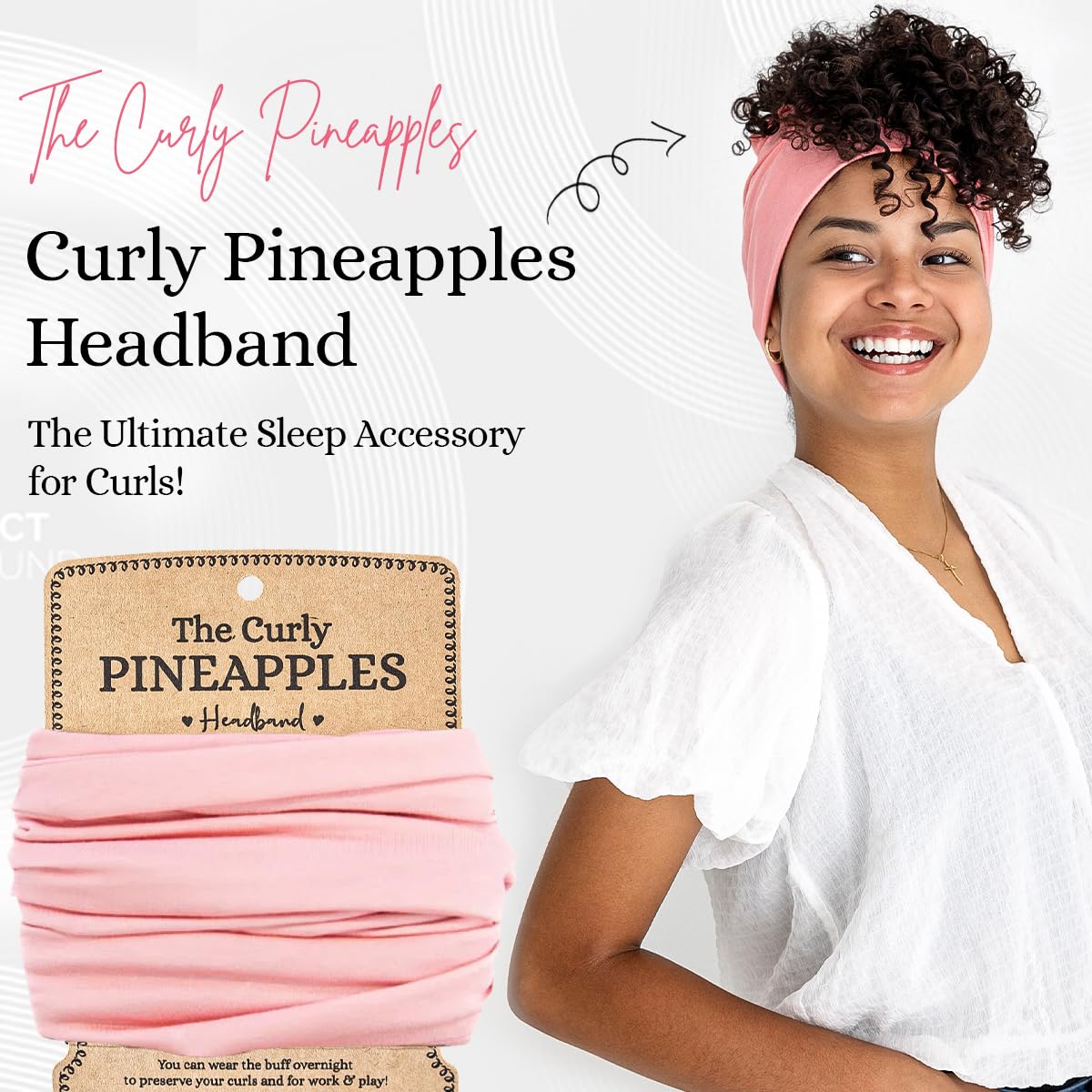 Curly Hair Headbands for Women - Stretchy Non-Slip Wide Headbands | Soft Yoga Workout Band in Bubblegum Pink, Adult Size
