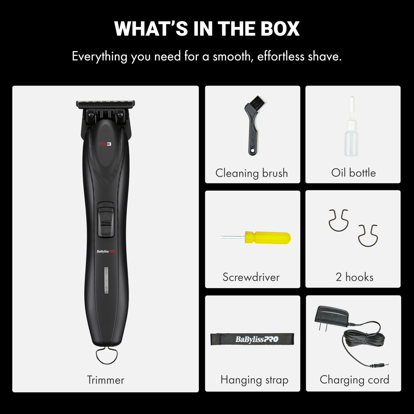 BaBylissPRO Barberology Hair Trimmer For Men FXX3TB FX3 Professional High-Torque Outlining Trimmer & Electric Razor