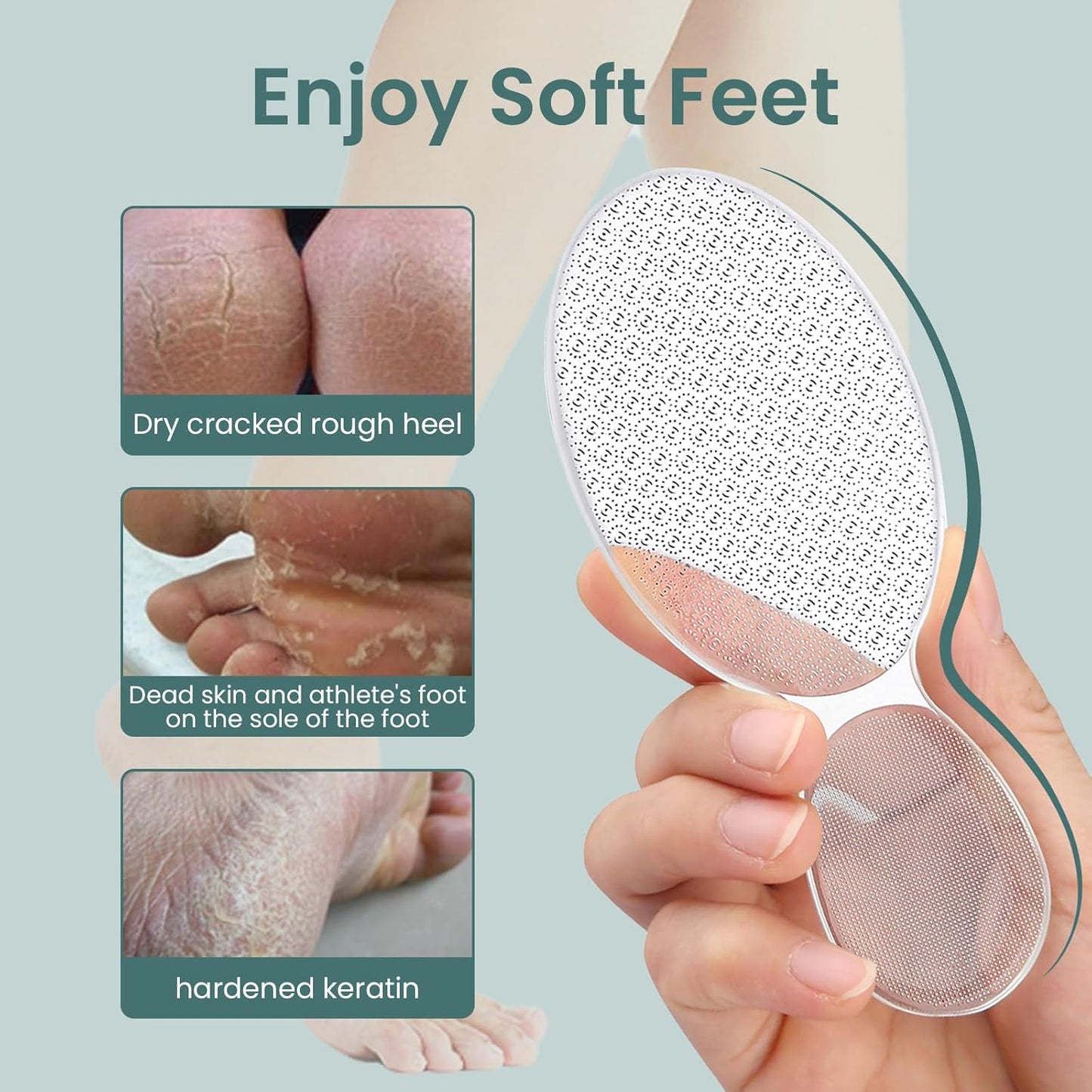 Glass Foot File - 8-Shaped Callus Remover with Rough & Smooth Sides | Professional Pedicure Tool for Men & Women