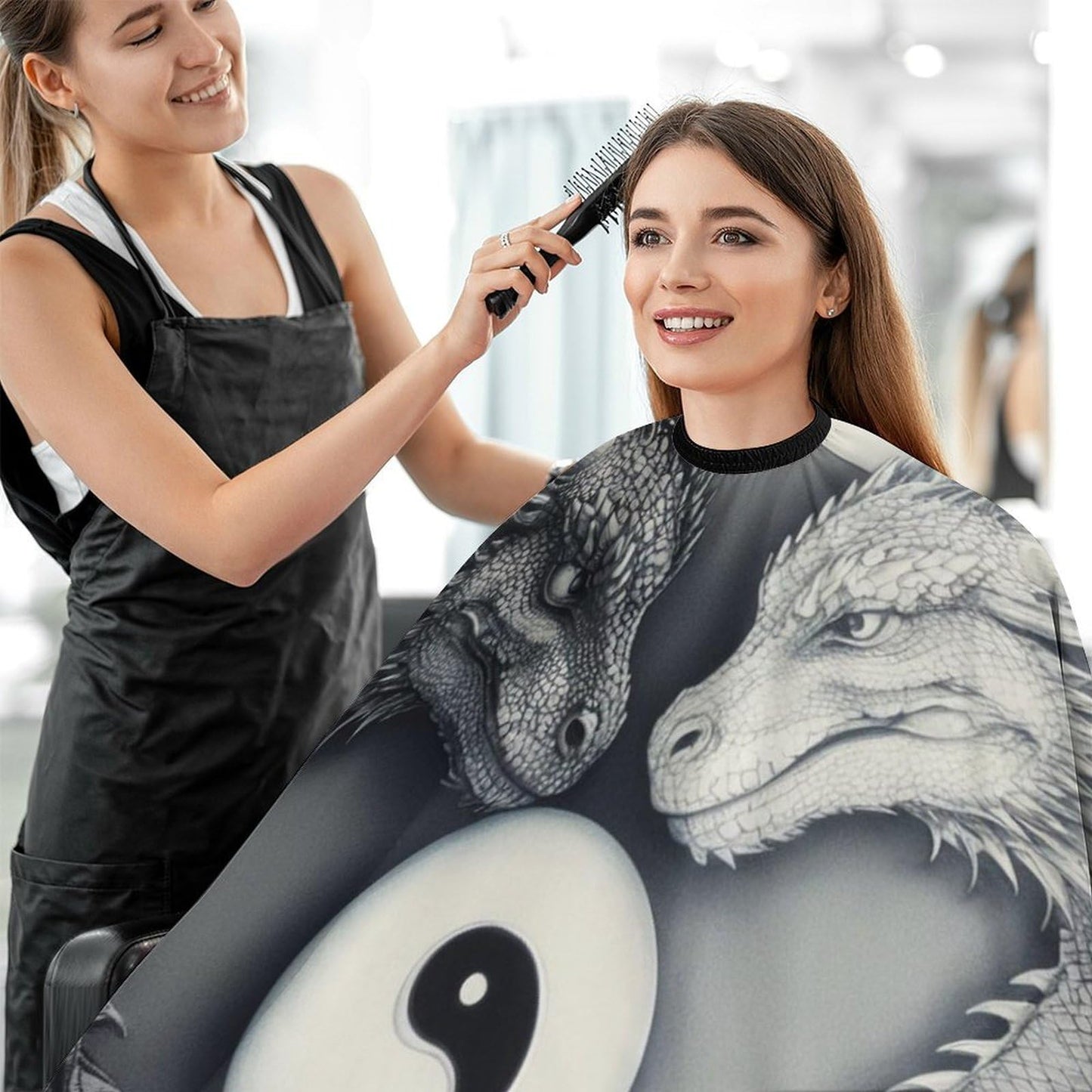 Waterproof Professional Hair Cutting Cape Large Salon Barber Cape for Men Women Dragon Yin Yang