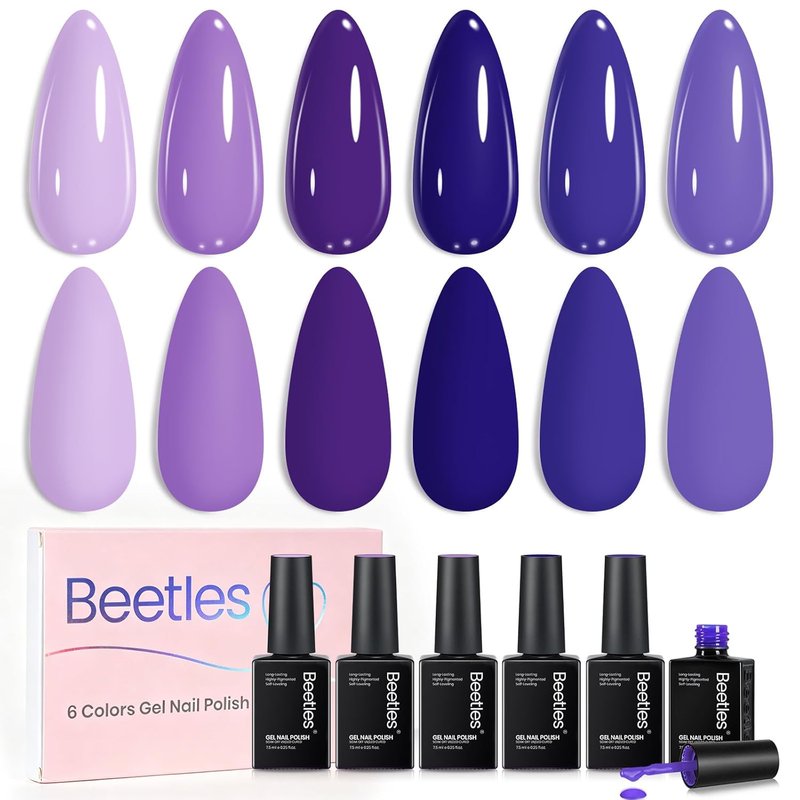 Beetles Purple Gel Polish Set - Lalic Reverie Collection | Trendy Soak Off LED Nail Gel Kit for DIY Manicure at Home