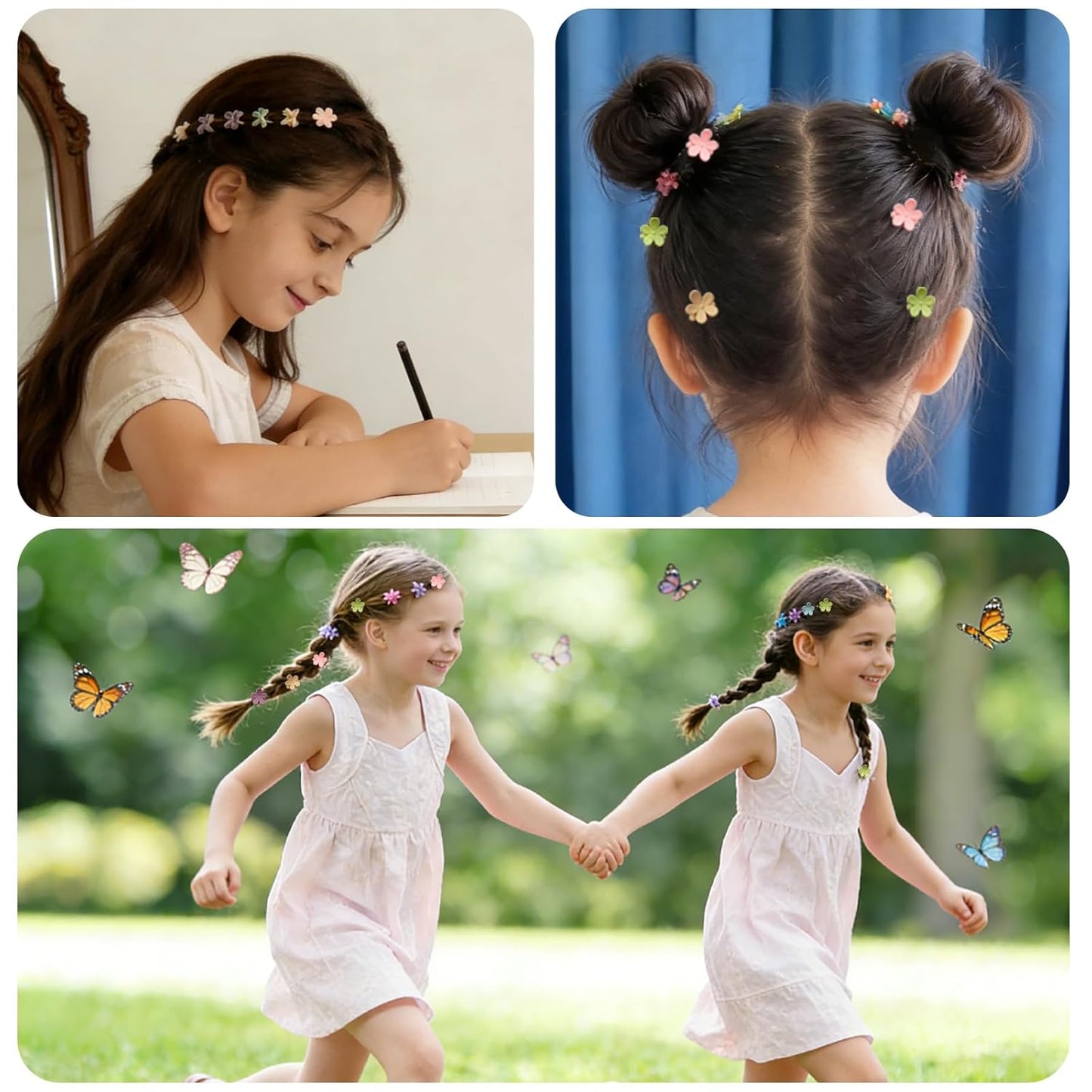 Mini Flower Hair Clips for Kids - 100Pcs Colorful Claw Clips | Cute Toddler Hair Accessories for Girls & Teens