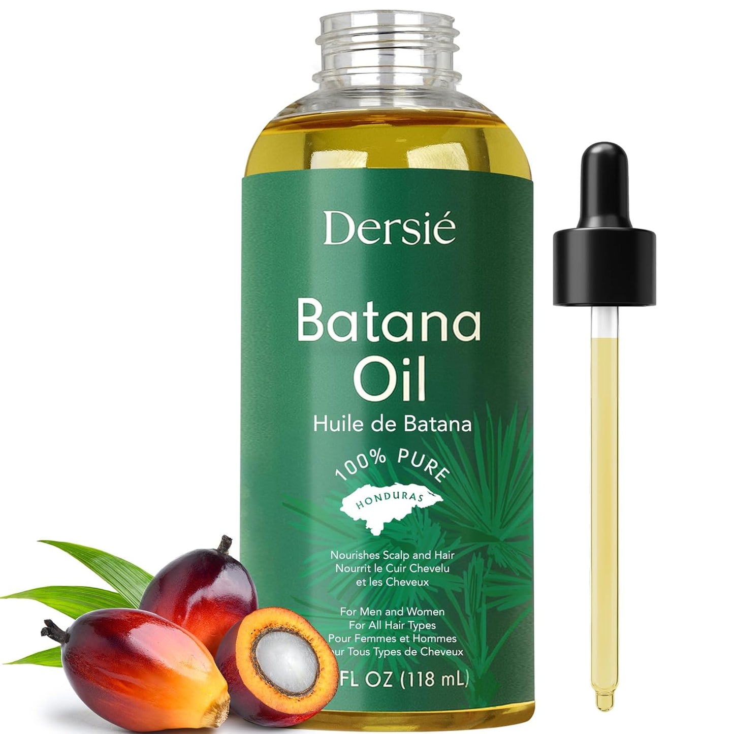 Organic Batana Oil with Dropper - 100% Pure & Natural from Honduras | 4 fl oz