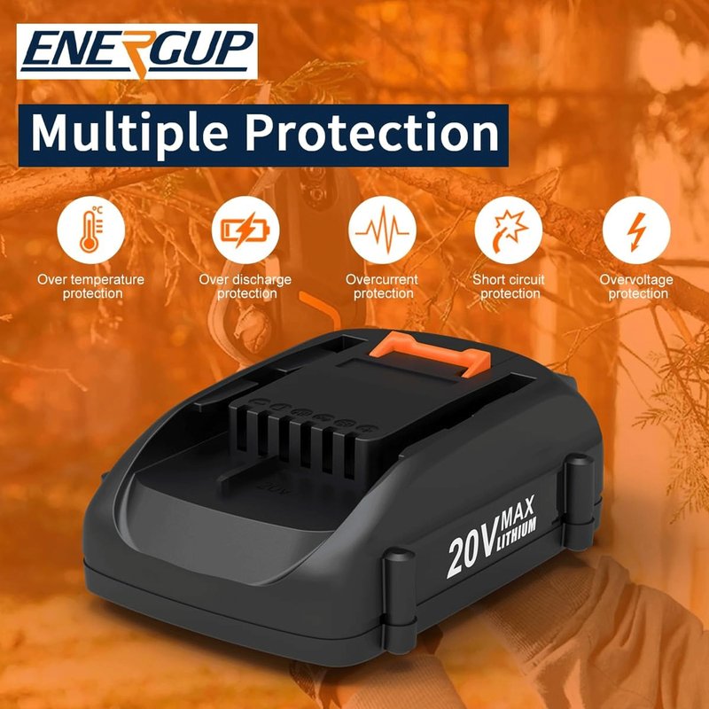 energup 2Pack 4.0Ah WA3525 Replace for Worx 20V Battery PowerShare for WA3520 WA3525 WA3575 WG890 WG891 for 20Volt Worx Batteries 20V