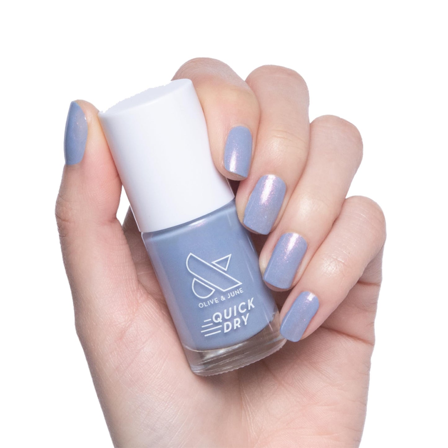 Olive & June Quick Dry Summer Nail Polish | Instant Fast-Drying Smudgeproof | 15-free Vegan Cruelty-Free | Lasts up to 5 Days | Salon-Quality Manicure Pedicure at Home | Charming Periwinkle Shimmer