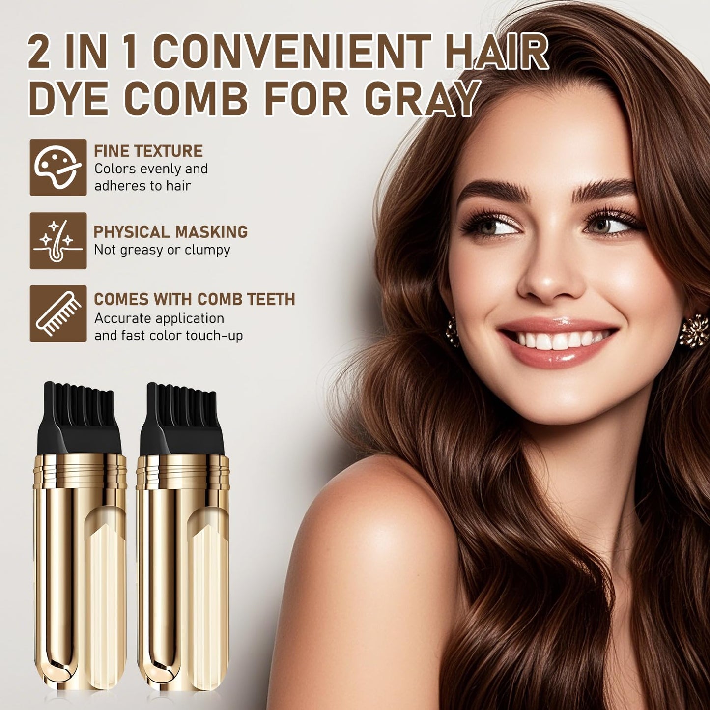 Hair Dye Comb - 2 in 1 Instant Gray Hair Coverage Tool | Portable Quick-Drying Concealer (Black)