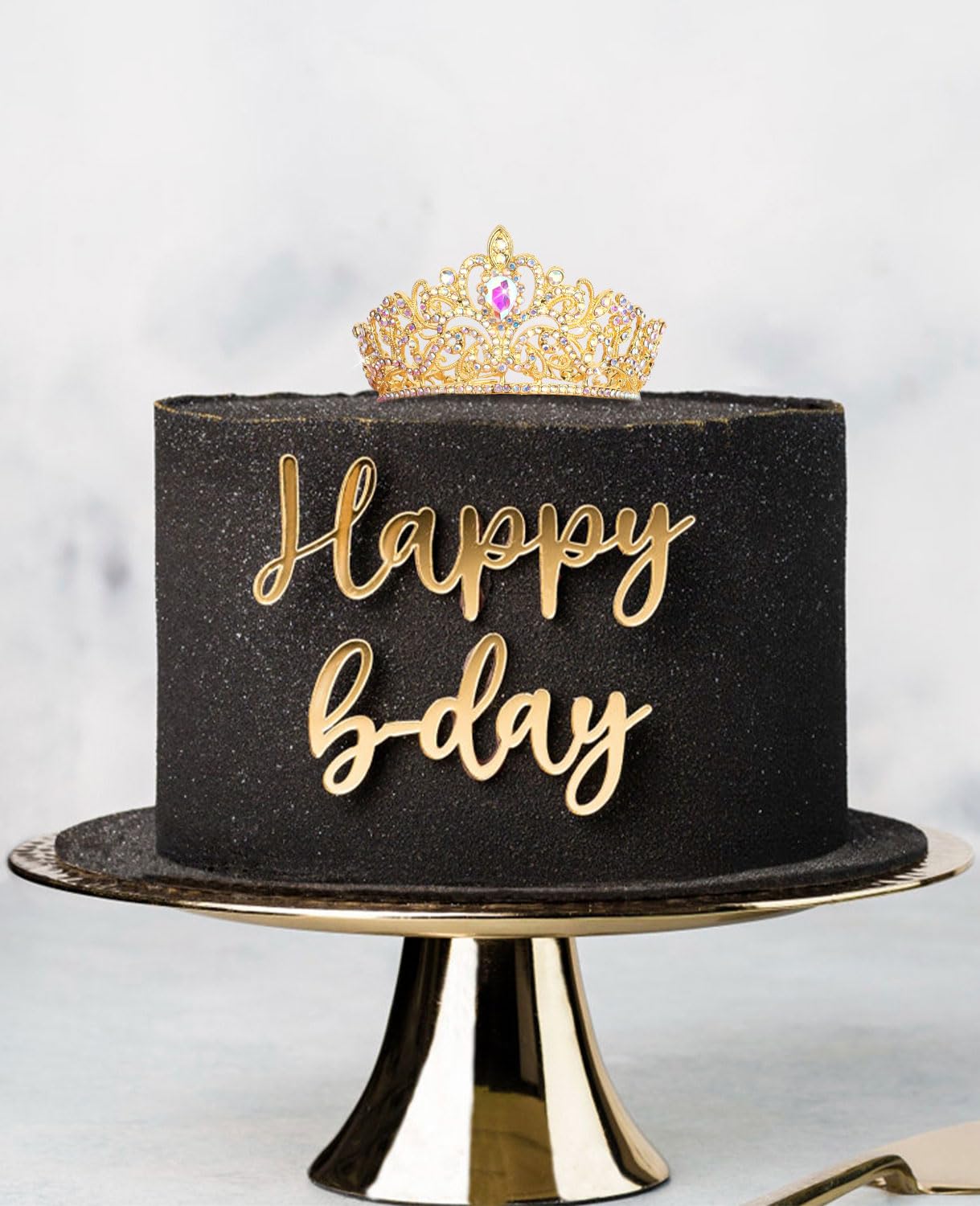 Wecoe Small AB Gold Tiara for Flower Bouquets, Mini Crown, Birthday & Wedding Accessories