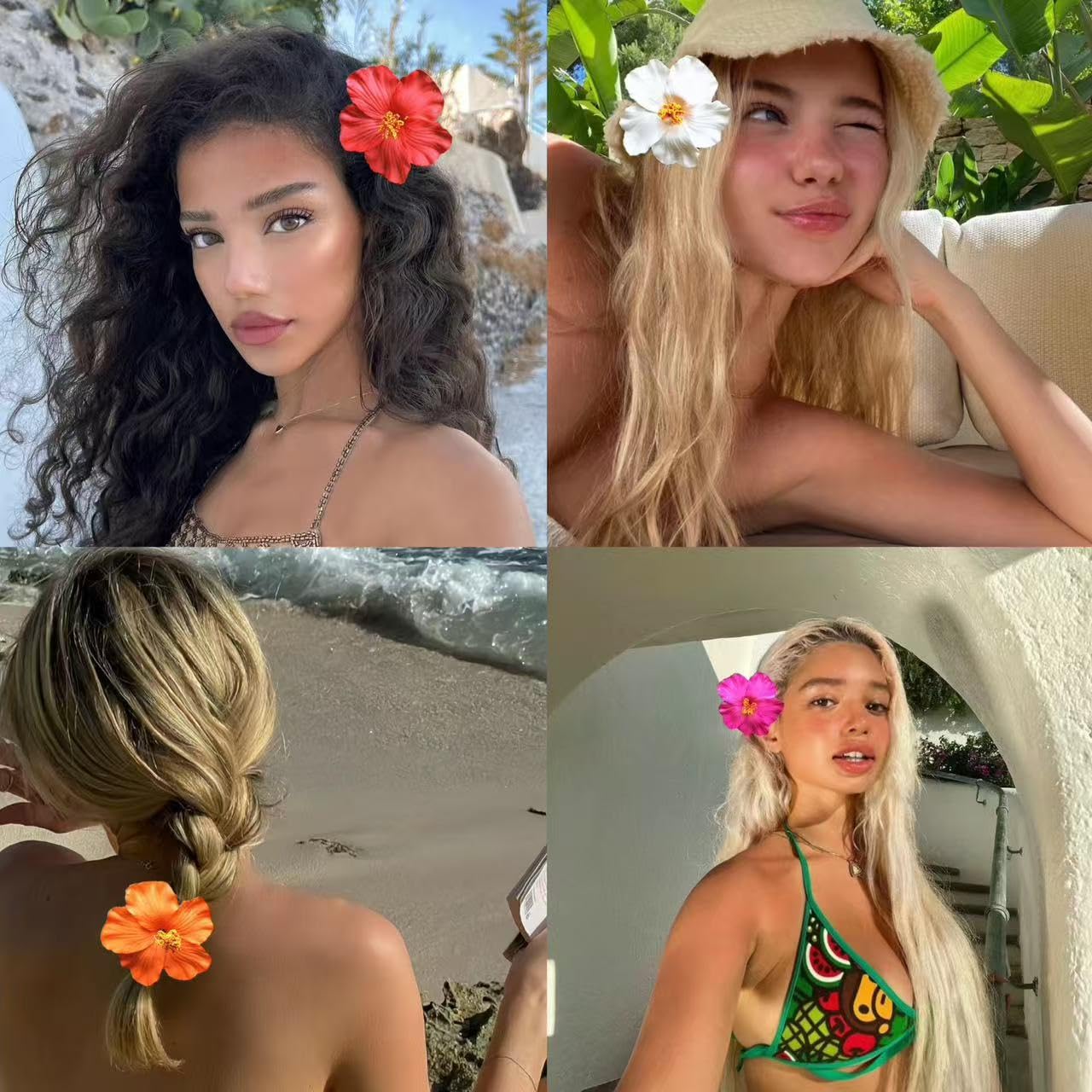 Hawaiian Flower Hair Clips - 6 Pcs Plumeria & Hibiscus Set | 3.5 Inch Colorful Accessories for Weddings & Beach Parties