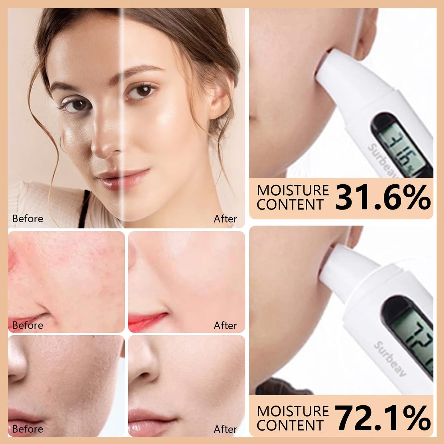 Airbrush Foundation Spray with Brush - Full Coverage Magic Minerals Airbrush Foundation for Smooth Radiant Finish, Hydrating Makeup for a Flawless, Natural Finish, Breathable (Beige)