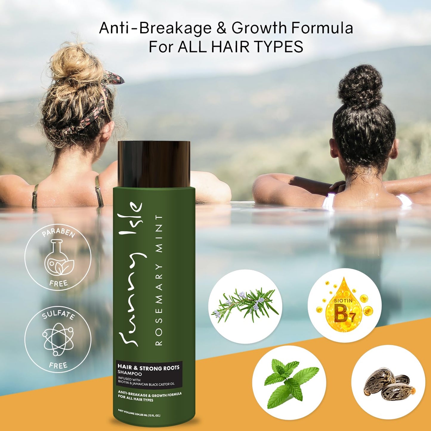 Rosemary Mint Shampoo & Conditioner Set - Anti-Breakage Growth Formula with Biotin & Jamaican Black Castor Oil | 2 x 12oz