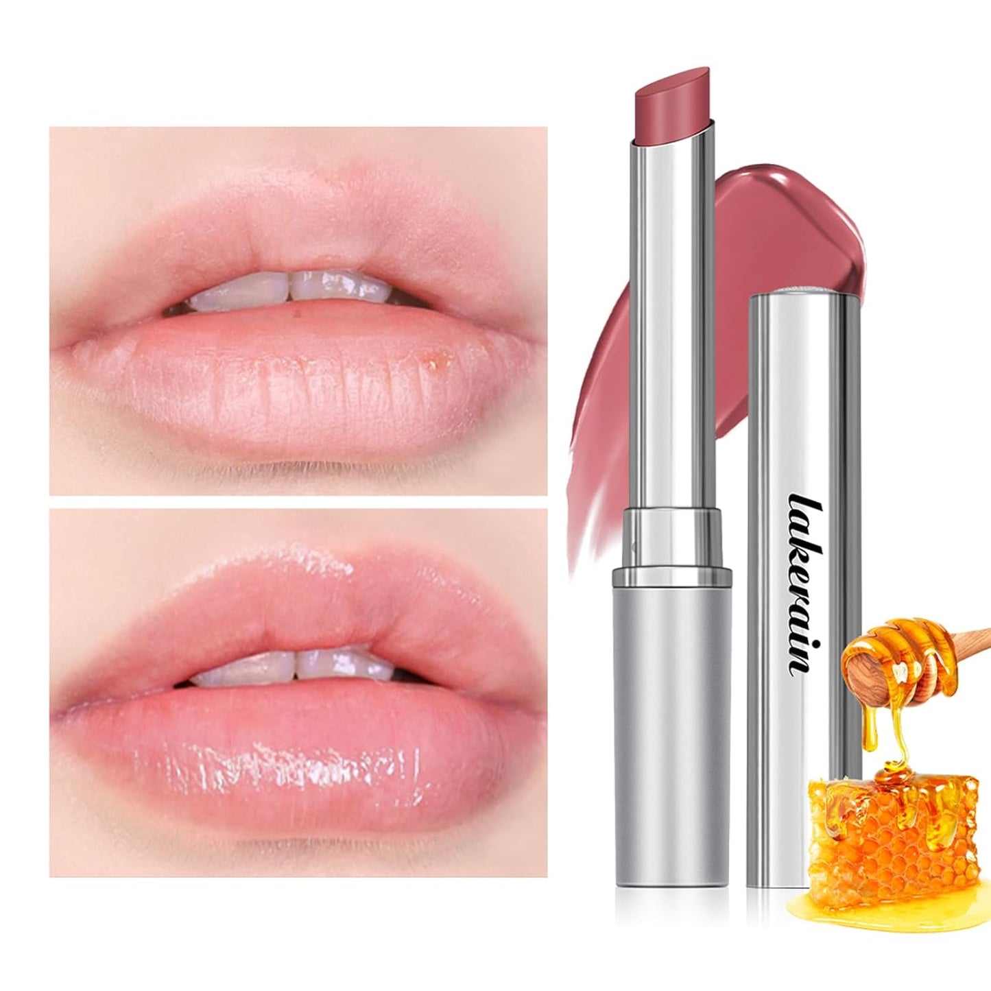 Honey Lipstick Tinted Lip Balm - Hydrating Moisturizing Color for All Skin Tones | 2PCS Pink Set