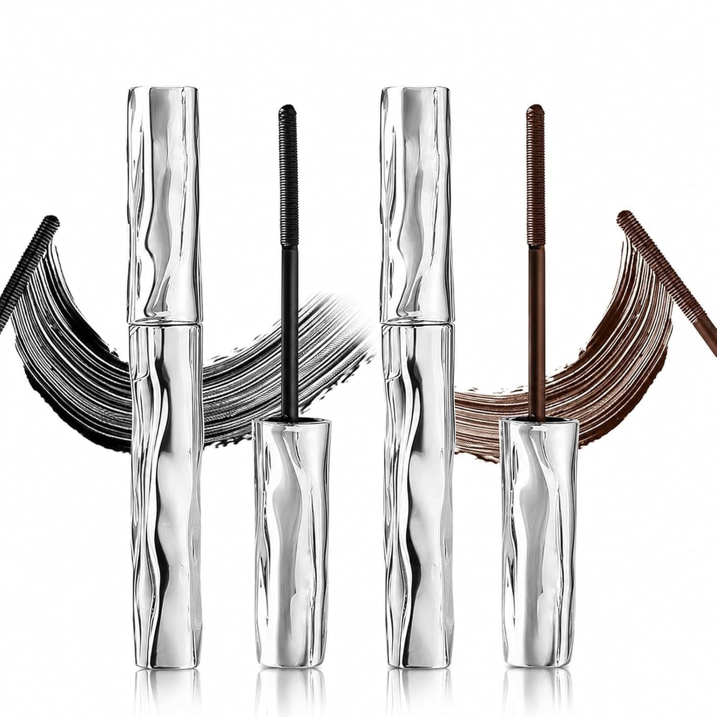 Dulhantocosh Waterproof Fiber Mascara, Tubular Eyelash Primer, Natural Non-smudged & Smudge-Resistant for Defined Lashes, Washable Waterproof, Lengthening and Long-Lasting (Black&Brown)
