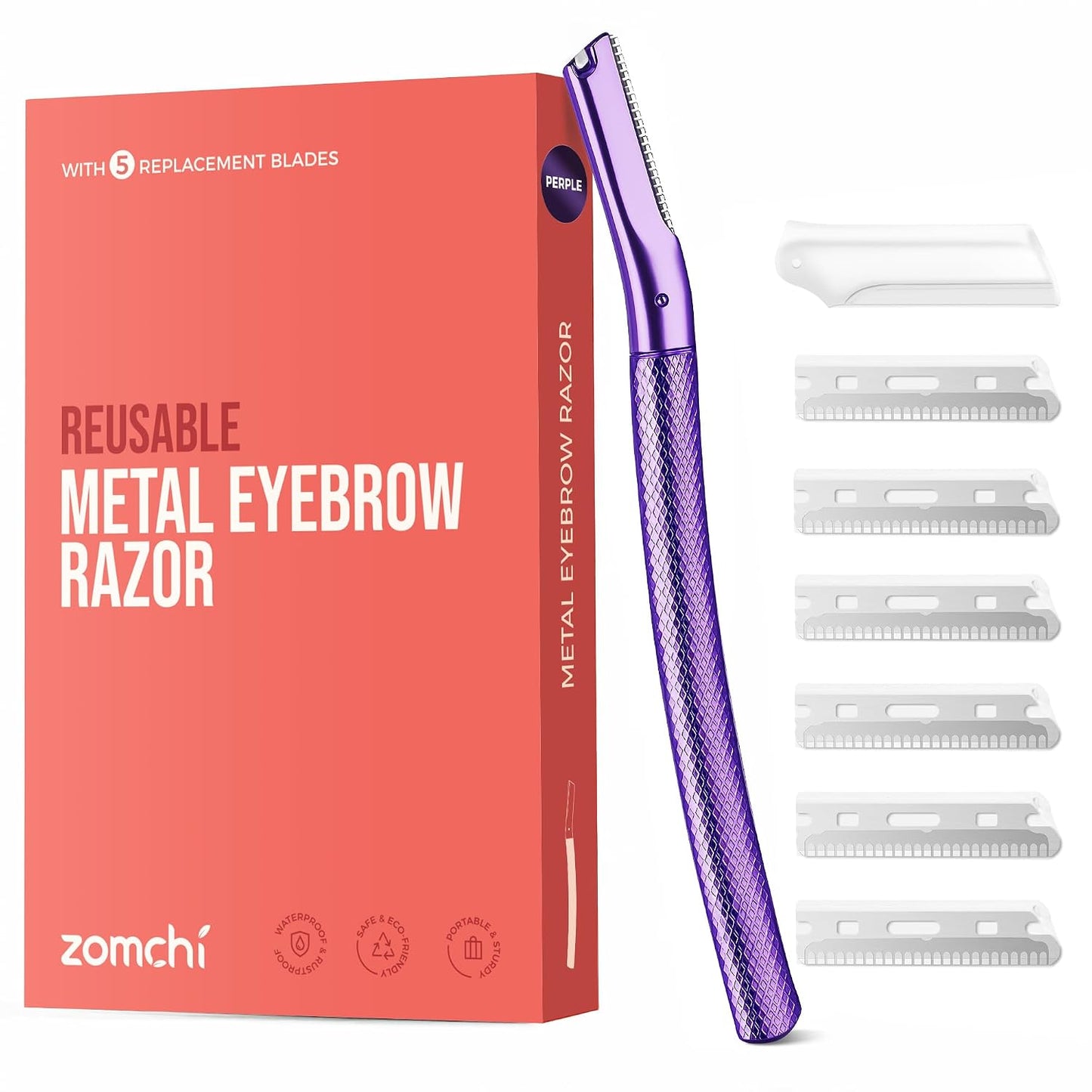 Eyebrow Razor - Precision Face Trimmer for Men & Women - Rose Gold | 6 Blades, Reusable Handle, Compact Design