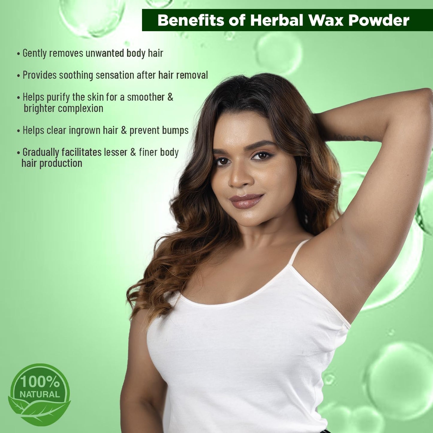 LuxePureva Herbal Hair Removal Kit (Herbal Wax Powder-3.52oz with Applicator Brush and Aloe Vera Gel 50ml)
