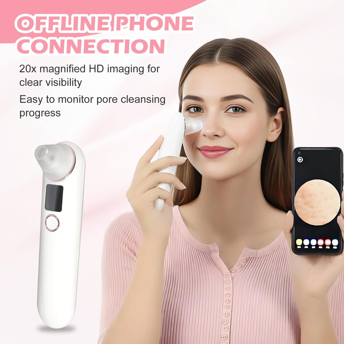 2026 Upgrade Pore Vacuum with Camera for, USB Rechargeable Blackhead Remover Pore Vacuum, Blackhead Remover for Face with 3 Attachments & 3 Suction Levels, Face Vacuum Pore Cleanser for Women & Men
