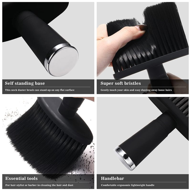 Patelai 2 Pcs Neck Duster Brush for Hair Cutting Barber Duster Soft Cleaning Face Brush Styling Fits for Hair Cutting and Home Use(Black)