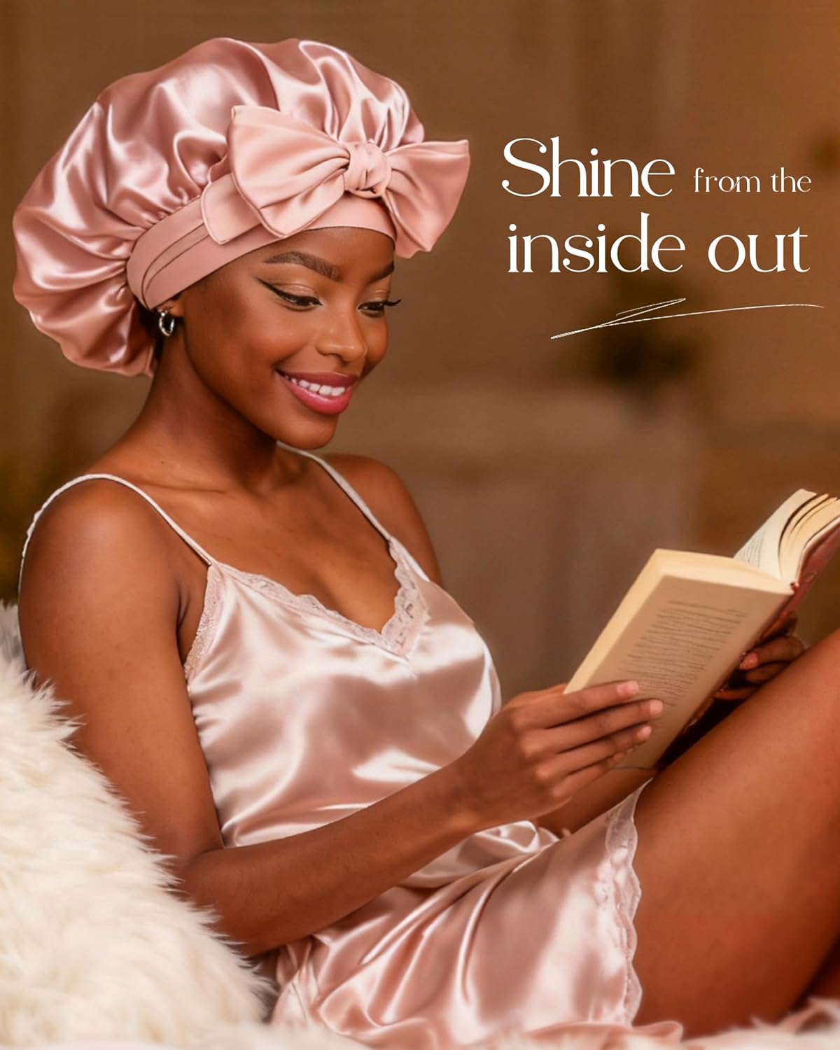 Adjustable Satin Bonnet for Sleeping | Double Layer Hair Wrap to Reduce Friction & Prevent Frizz