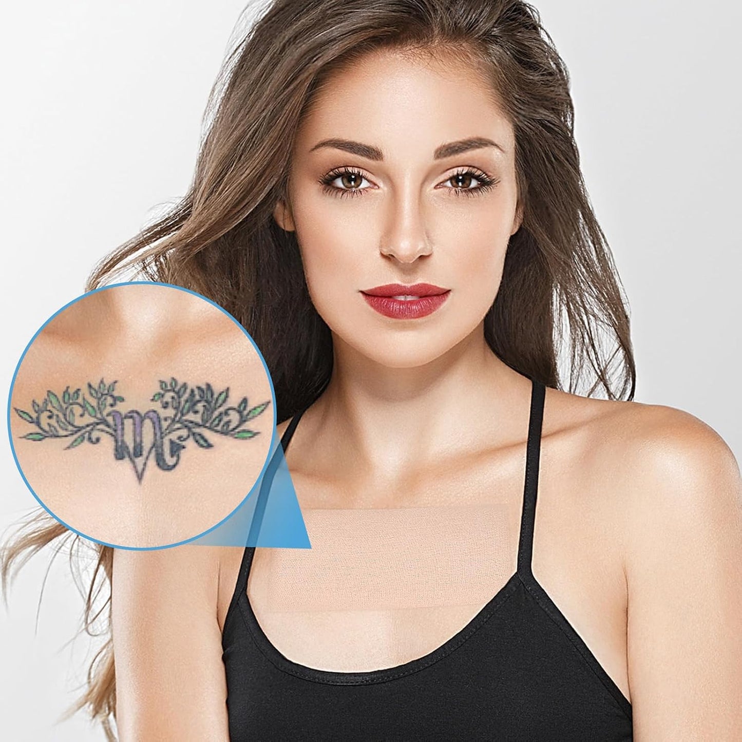 Tattoo Cover Up Tape - 2 Rolls of 3"x16.4ft Water-Resistant Skin Tone Patches | Conceal Tattoos, Scars & Birthmarks - Light Tan