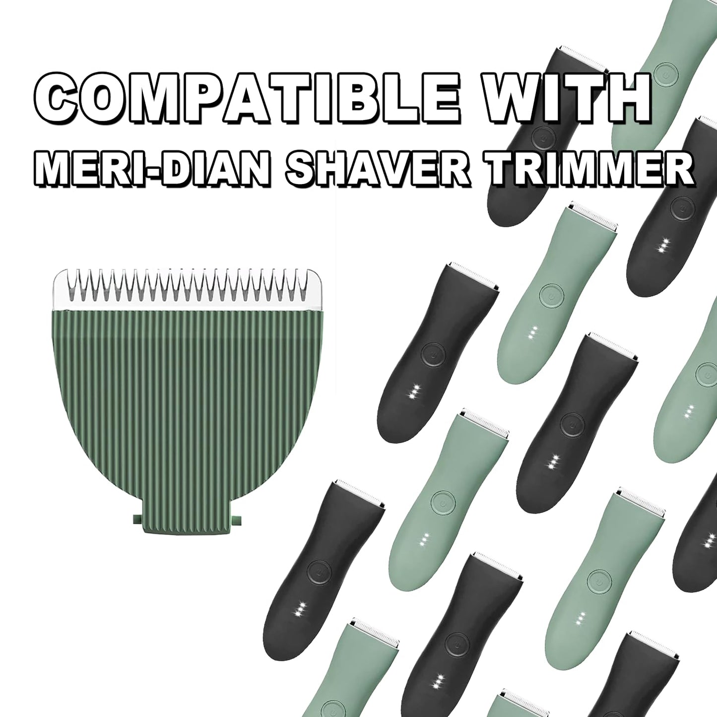 3 Packs Green Replacement Blades for Meridian Trimmer,Compatible with Meridian Body Trimmer Onyx & Sage，Hygienic Ceramic Replacement Blades