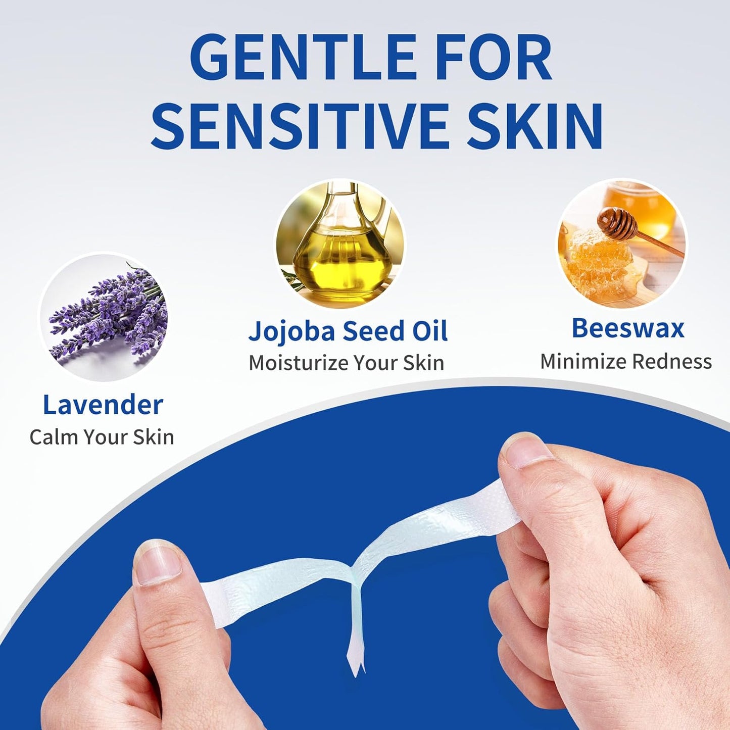 Men's Sword Eyebrow Wax Strips - Hair Removal Waxing Strips for Sensitive Skin | 24 Strips + 4 Calming Oil Wipes
