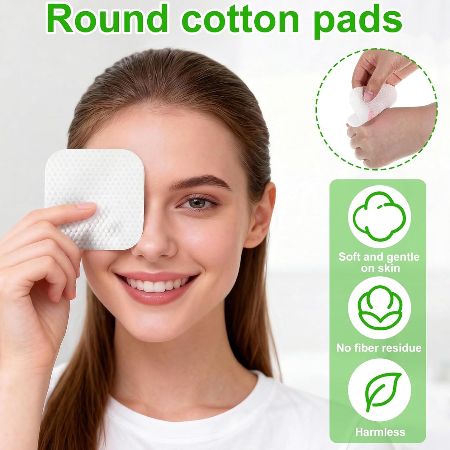 Large Square Cotton Pads - 150 Pcs Lint-Free Makeup Removal & Cleansing | 3.14" Soft Cotton Pads for Face Use