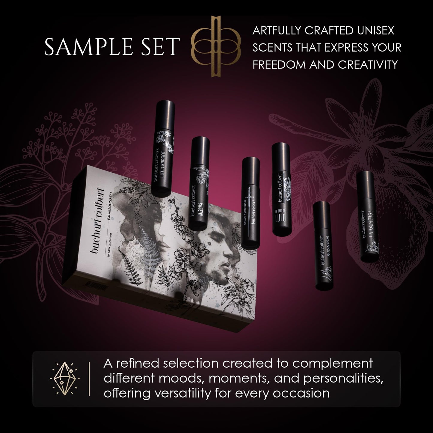 Buchart Colbert Expressions Gift Set Eau de Parfum – Niche Fragrance Set with 6 x 5ml Perfumes – Unisex Sampler with Citrus, Floral, Spicy, Woody & Amber Scents