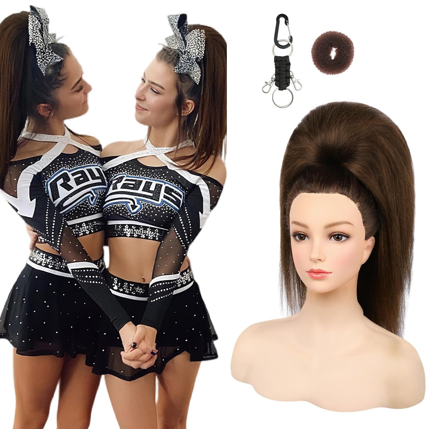 Cheer Ponytail Hair Piece - 100% Super Protein Fiber, Silky Smooth | 18" Fluffy Extension in Mocha Melt