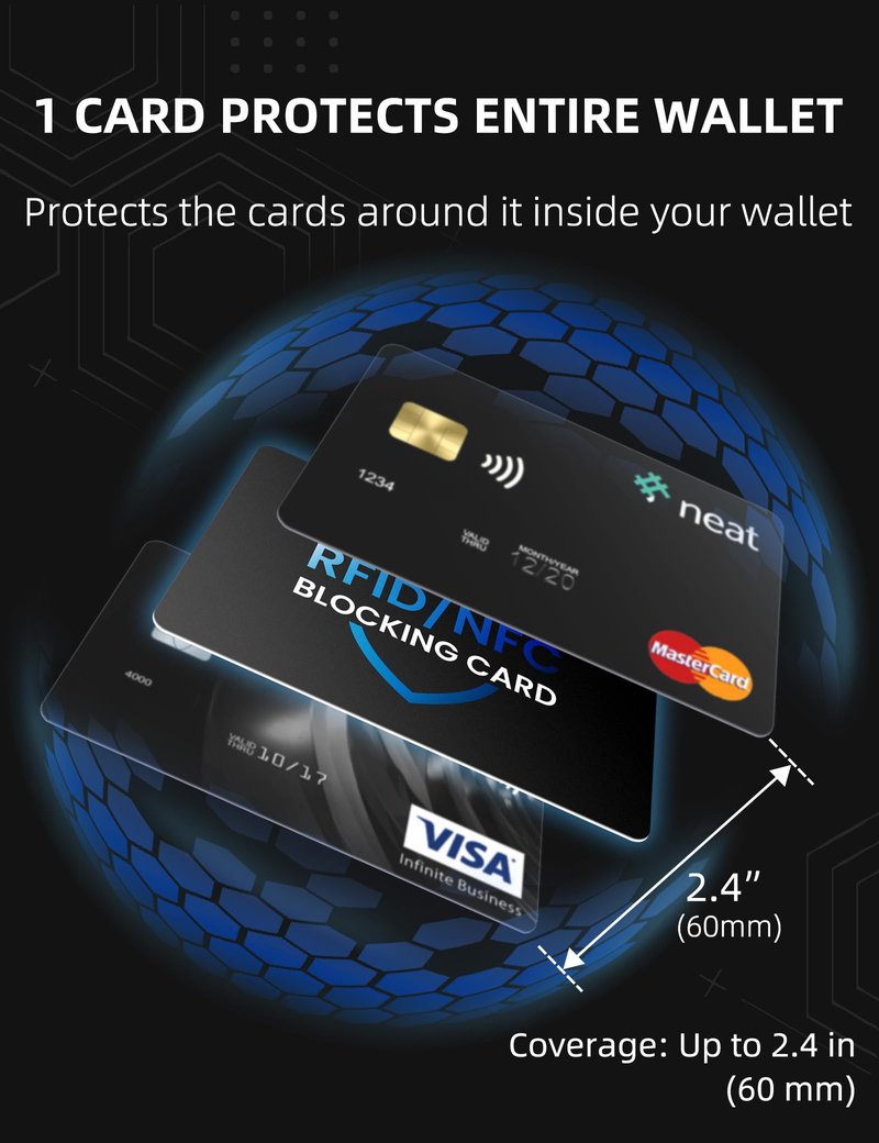 WHonor RFID Blocking Card 6 Pack, Bank Debit Credit Card Protector, Anti-Theft Contactless NFC Blocker, Entire Wallet Protection