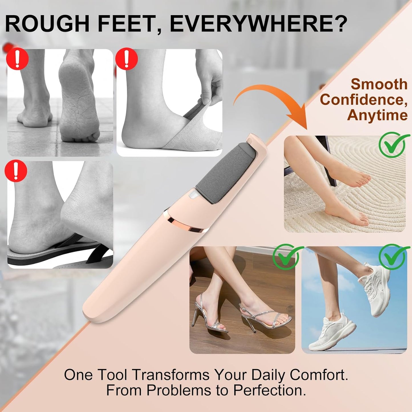Electric Foot File - Rechargeable Callus Remover for Smooth Feet | 2 Speeds, Waterproof & Cordless Pedicure Tool