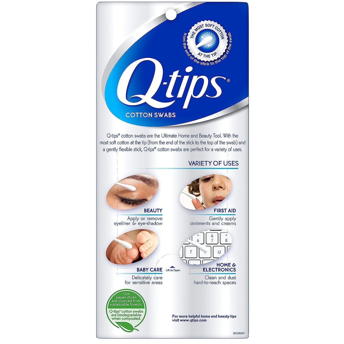 Cotton Swabs - 100% Cotton Q-Tips for Hygiene & Beauty Care | 625 Count (Pack of 2)